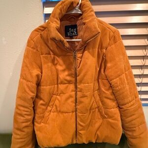 Say What? Rust Corduroy Puffer Jacket